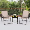 Costway 2 pcs Patio Folding Sling Dining Chairs Armrests Steel Frame Outdoor Beige/Grey - 3 of 4