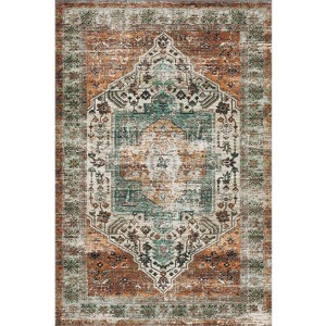 Area Rug Washable Rug Vintage Rug Kitchen Indoor Distressed Non Slip Carpet Floral Print Mat - 1 of 1