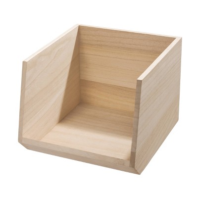 iDESIGN Renewable Wood Collection in Paulownia Wood Open Front Storage Bin: Kitchen Cabinet Organizer, 11"x10"x8"