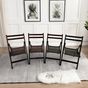 Sevobal Outdoor Portable Chairs 4 piece Slatted Wood Folding Chair Set for Kitchen Special Events Outdoor Backyard Garden, Brown, 15.6"*22.8"*31" - 1 of 4