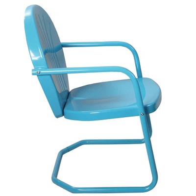 Sky Blue Retro Tulip Outdoor Armchair with Enamel Finish