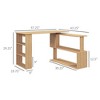 NicBex 47.25 Inch L-Shaped 360 Degree Rotating Home Office Desk with Open Shelves,White/Black/Brown - 3 of 4