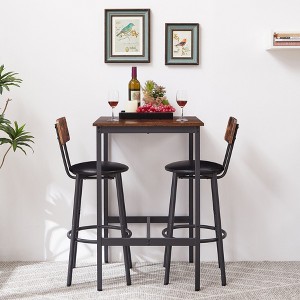CAVINAS Dining Table Set for 2 Kitchen Table Bar Table Set with 2 Bar Stools PU Soft Seat with Backrest - 1 of 4