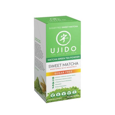 Ujido Matcha Green Tea Powder - Sweetened with Japanese Monk Fruit - Sugar Free (20g x 10 packets)