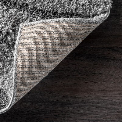 Dark Grey Abstract Pattern Shag Area Rug 5' 3" x 7' 6"