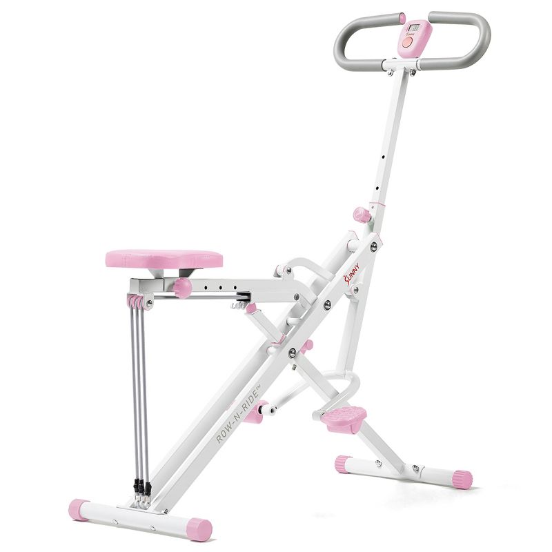 Sunny Health &#38; Fitness Upright Row and Ride Exerciser Rowing Machine - Pink, 1 of 12