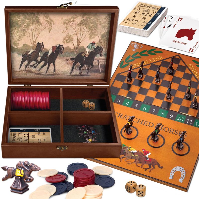 WE Games Grand National Horse Race Game in a Wooden Box, 1 of 10