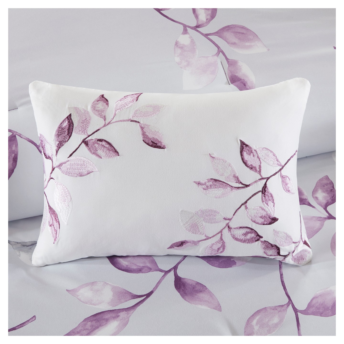 Постельное бельё Madison Park Purple Rowan Complete Comforter Set (King), Hypoallergenic, Midweight, Floral Pattern, 9-Piece Bedding Set, цвет: Фиолетовый — фото 6