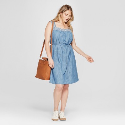 plus size denim dress target