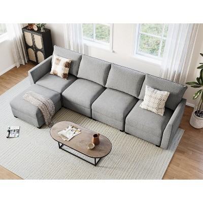 Armrest Module for Modular Sofa Sectional Couch, Pair of Side Armrest for Sectional Modular Sofa, Linen Fabric, Grey