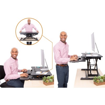 Black Adjustable Standing Desk Converter with Keyboard Tray