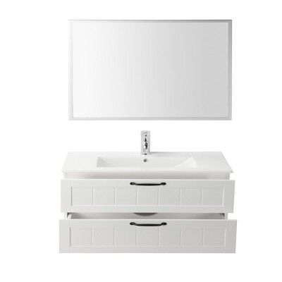 GlasFlength Bathroom Storage Cabinets Modern Floating Vanity with Sink and Double Drawers for Contemporary Bathrooms, White, 31.5"*17.1"*18.9"
