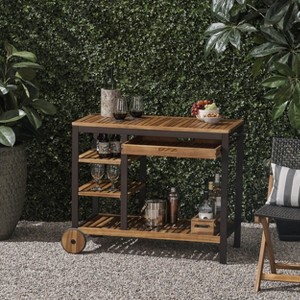 NicBex Mobile Kitchen Island Cart Multifunctional Kitchen Carts on Wheels with Storage with 4-Tier Shelves and 1 Drawer for Dining Rooms, Brown - 1 of 4