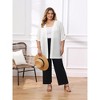 Women's Plus Size Open Front Hollow Out Crochet Knit 3/4 Sleeve Side Slits Lightweight Cardigans - GRACE & GRANDEUR - 2 of 4
