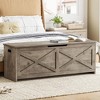 47" Wooden Storage Bench, Flip Top Entryway Shoe Bench with Safety Hinge, Large Toy Chest, Storage Ottoman for Entryway Bedroom Living Room - 2 of 4