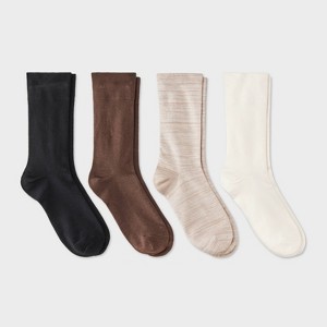 Women's Ultra Smooth Supersoft Fine Gauge Knit 4pk Crew Socks - Auden™ 4-10 - 1 of 3
