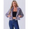 INSPIRE CHIC Women's Autumn Winter Cropped Notch Lapel Faux Fur Fluffy Jacket - 2 of 4
