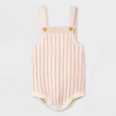 Baby Braided Cable Sweater Romper - Cat & Jack™ Light Pink 3-6M