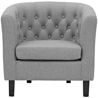 Light Gray Velvet Barrel Armchair with Espresso Wood Legs