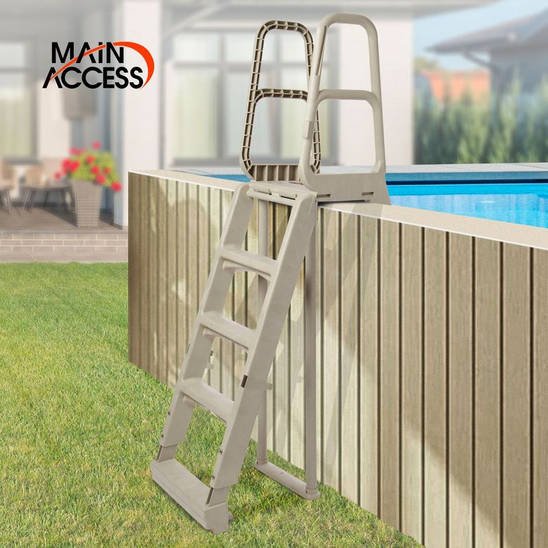 Main Access 200700T Smart Choice Comfort Incline Adjustable Exterior Pool Ladder for 48" to 54" Above Ground Swimming Pools, Taupe, 5 of 8