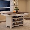 60" Farmhouse Counter Table - Seats 6 with Wine Rack & Shelves, Thick Top for Kitchen & Dining - 4 of 4