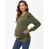 Coolmee Women's Maternity Shirt Long Puff Sleeve Top Casual Crew Neck Ruched Side Blouse - 3 of 4