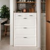 Hommoo Slim Wooden Shoe Cabinet With 3 Flip Drawers & 2 Top Compartments, Space-Saving Organizer For Hallway - 3 of 4