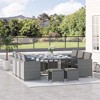 Outsunny 11 PCS Patio Dining Set Outdoor Rattan Wicker Furniture Set with Space Saving Chairs, Glass Top Table and Cushion - 3 of 4