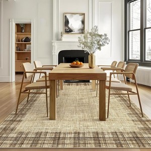 Machine Washable Area Rug Modern Plaid Carpet Non-Slip Stain Resistant Pet Friendly for Living Room Bedroom Dining Room - 1 of 4