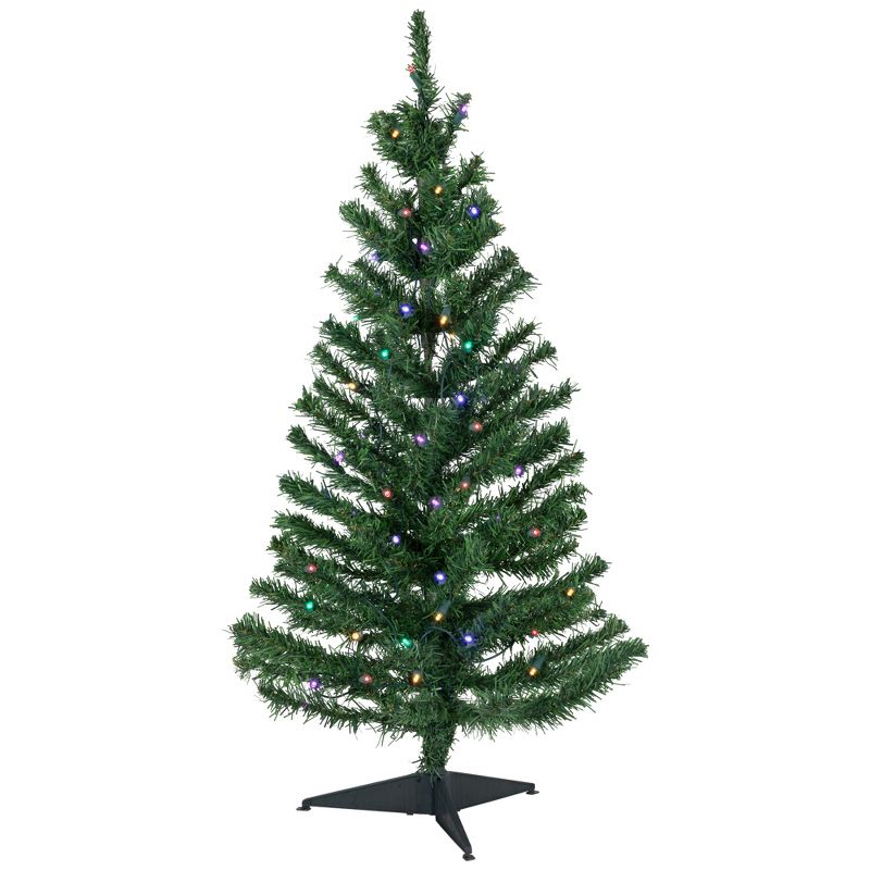 Northlight 3' Prelit Artificial Christmas Tree Medium Mixed Classic Pine - Multicolor LED Lights, 1 of 9