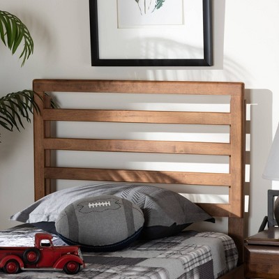 Ash Walnut Wood Twin Size Slatted Headboard