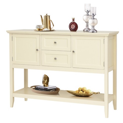 HOMCOM Kitchen Console Table, Buffet Sideboard, Wooden Storage Table with 2- Level Cabinet and Open Space - On Sale - Bed Bath & Beyond - 32497461