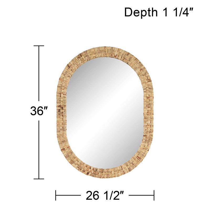 Noble Park Tioga Oval Vanity Wall Mirror Modern Natural Woven Rattan Frame 26 1/2" Wide for Bathroom Bedroom Living Room House Office Home Entryway, 4 of 10