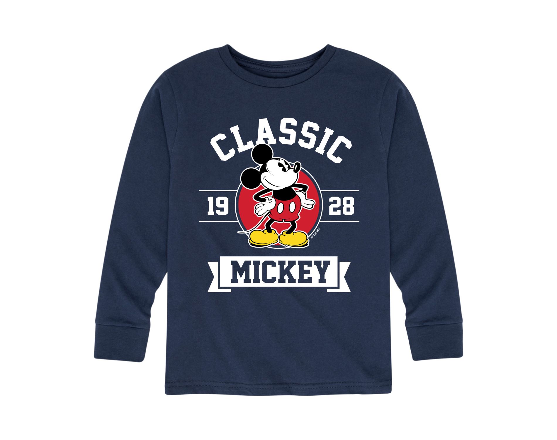 Boys' Disney Mickey Classic 1928 Long Sleeve Graphic T-Shirt - Navy - Large