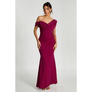 QUIZ Women's Scuba Crepe Asymmetric Cowl Neck Maxi Dress - 1 of 4