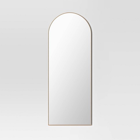 28" X 72" Xl Arch Wall Mirror Brass - Threshold™: Modern Aluminum Frame ...