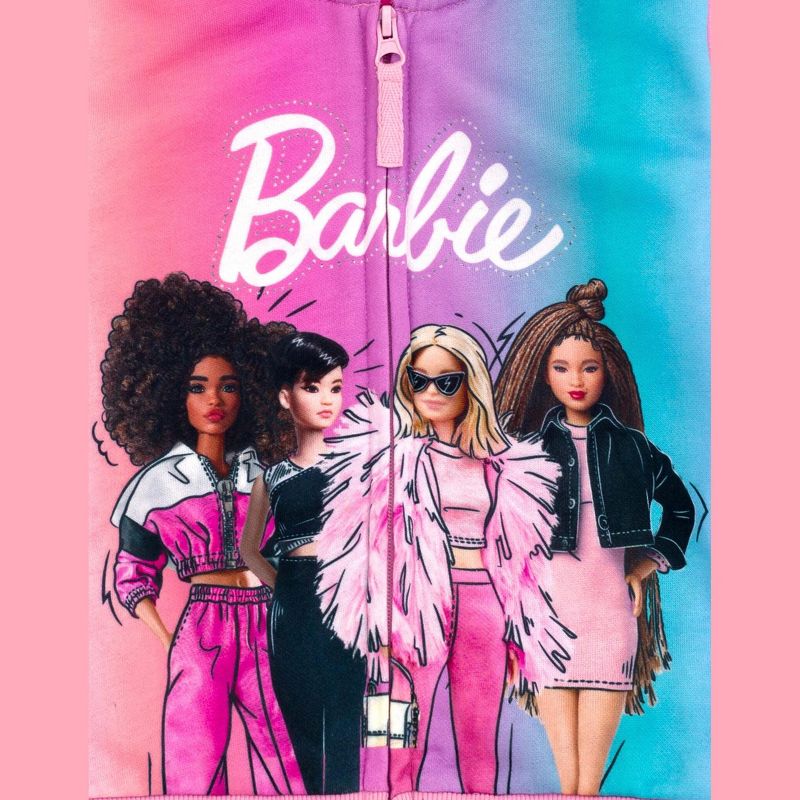Barbie Girls Fleece Zip Up Hoodie Toddler, 3 of 7