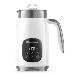 Maestri House Large Capacity Smart Adjustable Integrated Milk Frother with Temperature & Thickness Control for Lattes, Cappuccinos, and Mochas, White