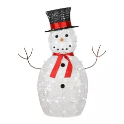 National Tree Company Indoor Outdoor 36 Inch Prelit Wire Frame Artificial Smiling Snowman Festive Christmas Holiday Decoration with 70 Cool LED Lights