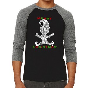 LA Pop Art Christmas Elf - Men's Raglan Baseball Word Art T-Shirt - 1 of 4
