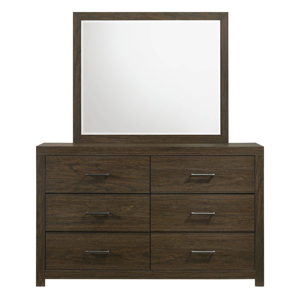 Photos - Dresser / Chests of Drawers Hendrix 6 Drawer Dresser with Mirror Walnut - Picket House Furnishings
