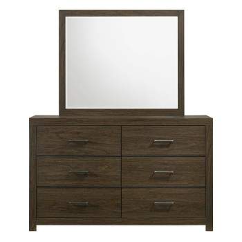 Hendrix 6 Drawer Dresser with Mirror Walnut - Picket House Furnishings