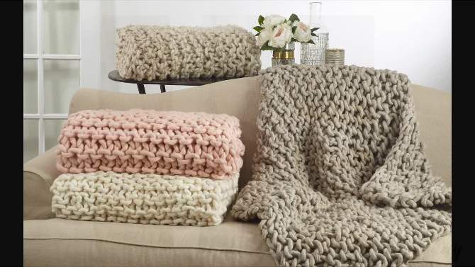 50"x60" Solid with Knitted Design Throw Blanket - Saro Lifestyle, 2 of 6, play video