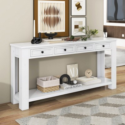 Console Table/Sofa Table with Storage Drawers and Bottom Shelf for Entryway Hallway(Espresso)
