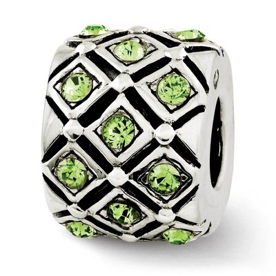 Black Bow Jewelry Sterling Silver with Green/Yellow Crystals August Lattice Bead Charm