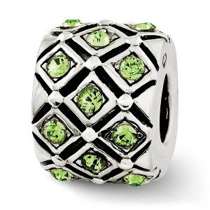 Black Bow Jewelry Sterling Silver with Green/Yellow Crystals August Lattice Bead Charm - 1 of 3