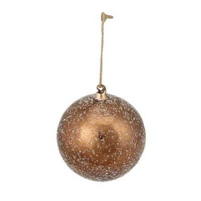 Allstate Floral Bronze Iced Glass Christmas Ball Ornament 4.75" (120mm)