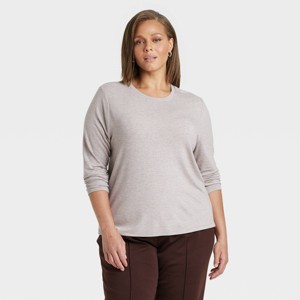 Women's Long Sleeve Brushed Knit T-Shirt - A New Day™ - 1 of 3