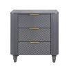 Christopher Knight Home Sadie Mid-Century Curved Profile Design Nightstand with 3 Drawers and Gold Glossy Handles - 2 of 4