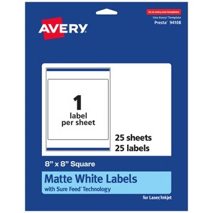 Avery Matte White Square Labels, 8" x 8" - 1 of 4